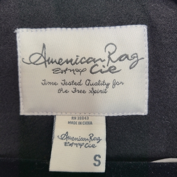 American Rag Pea Coat Jacket Coat Collared Button-Down Black Size Small - Picture 10 of 11